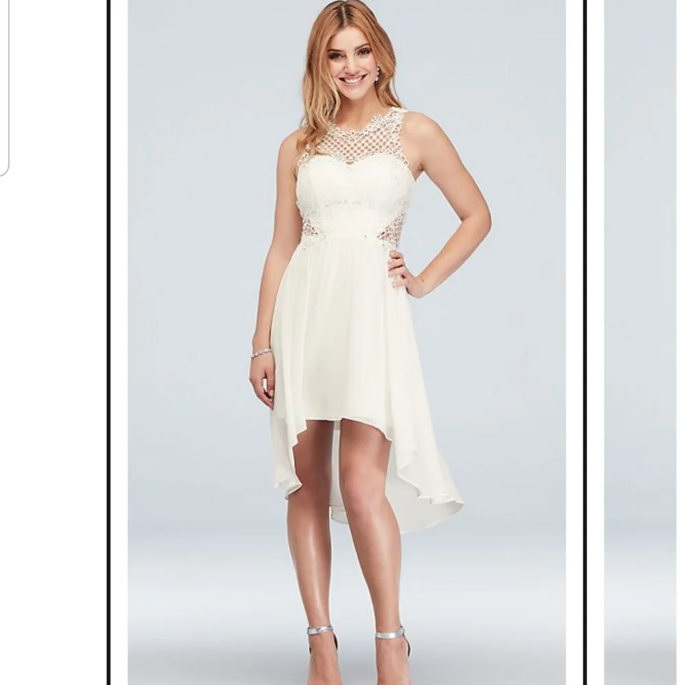 City Triangles White Lace Illusion High Low Dress - Picture 7 of 10